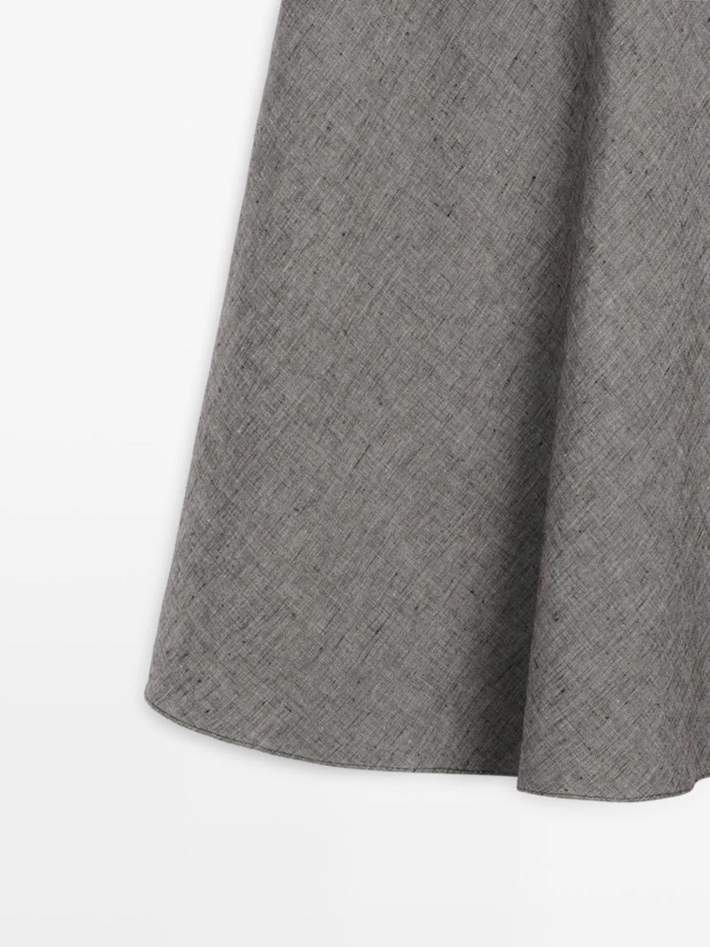 Юбка миди из льна с расклешенной юбкой