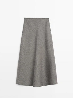 Юбка миди из льна с расклешенной юбкой- Заказать в России