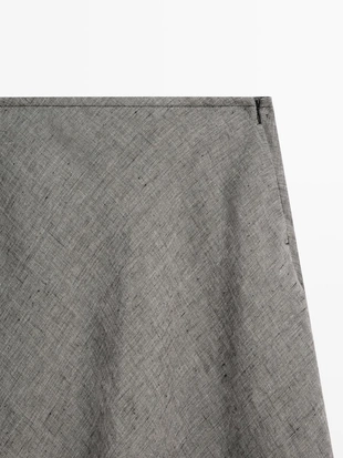 Юбка миди из льна с расклешенной юбкой- Заказать в России