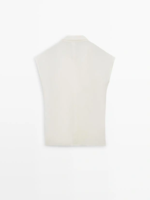 Off white|6031/768 - Massimo Dutti Жилет из льна на пуговицах