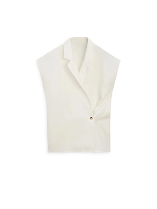 Жилет из льна на пуговицах- Заказать в России