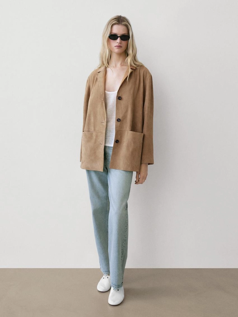 Замшевый блейзер с карманами