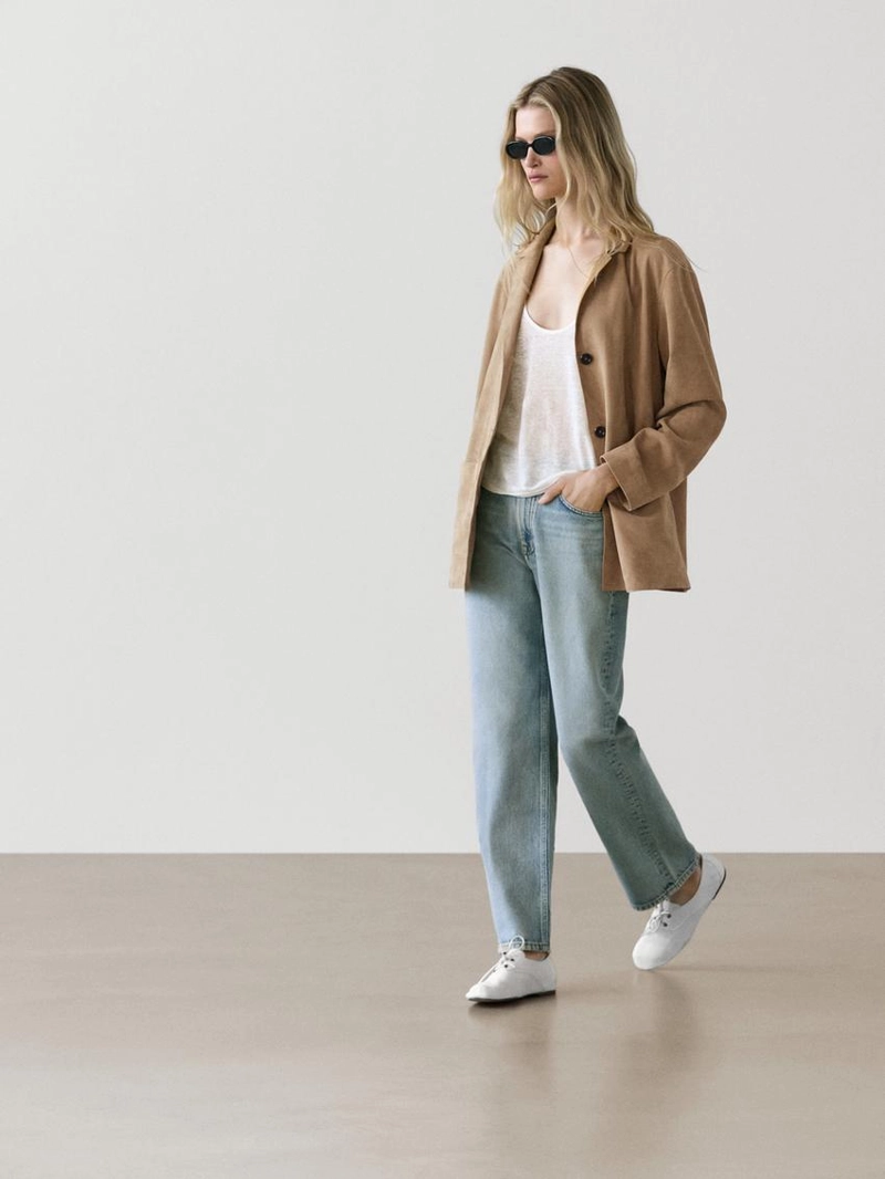 Замшевый блейзер с карманами