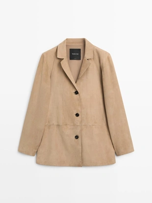 Замшевый блейзер с карманами- Заказать в России