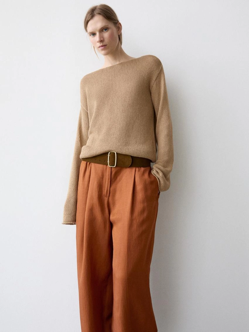 Брюки со свободным кроем и деталью на завязке