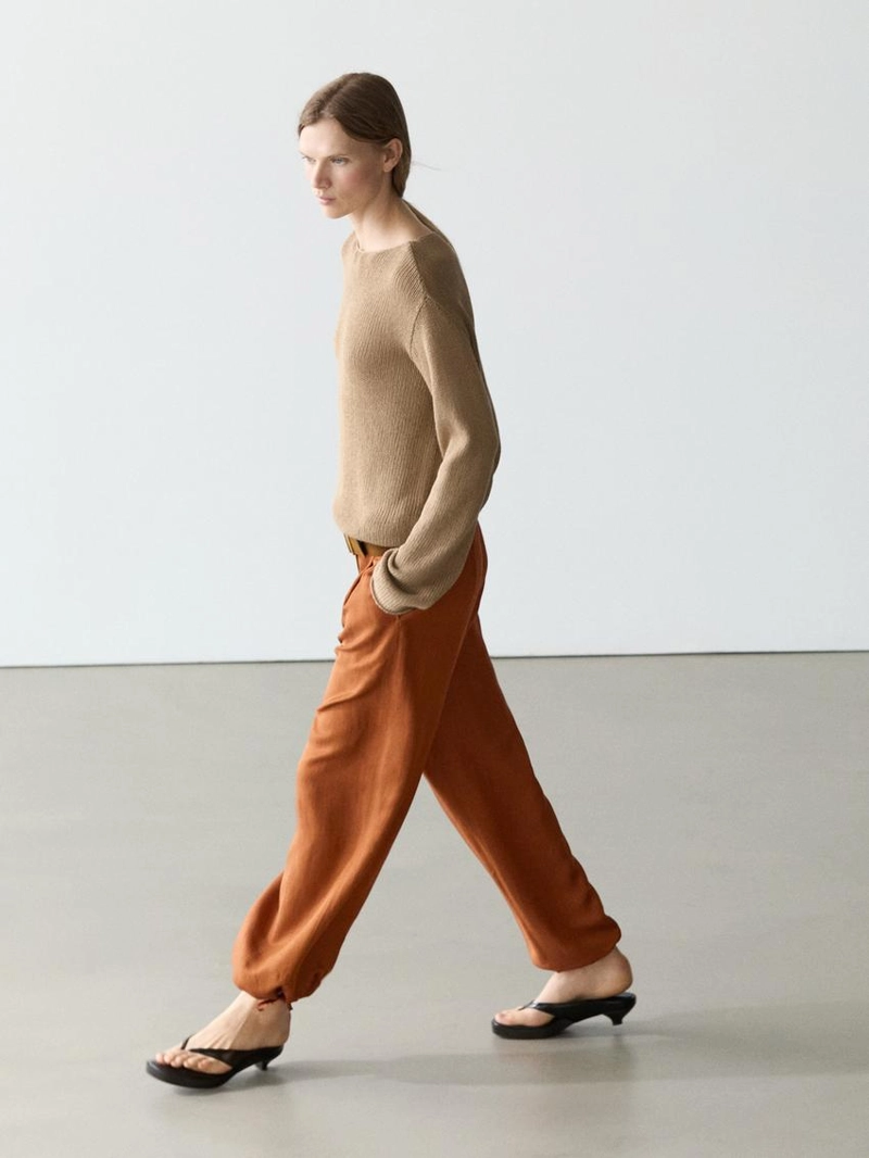 Брюки со свободным кроем и деталью на завязке