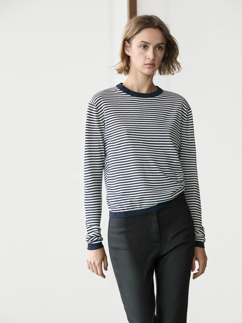 Свитер из полосатого хлопка и шелка