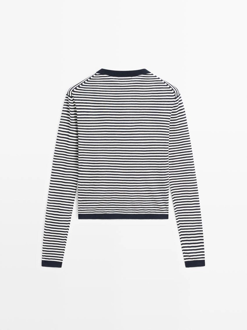 Свитер из полосатого хлопка и шелка