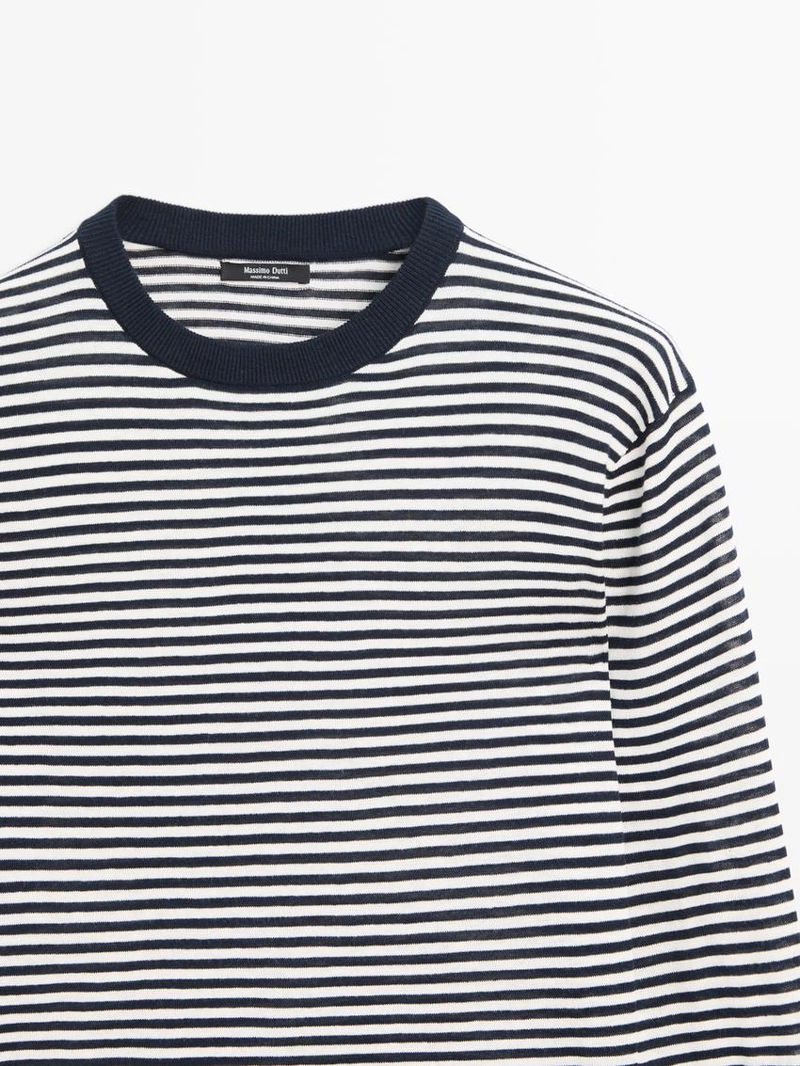 Свитер из полосатого хлопка и шелка