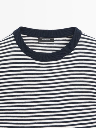 Свитер из полосатого хлопка и шелка- Заказать в России