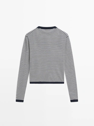 Свитер из полосатого хлопка и шелка- Заказать в России