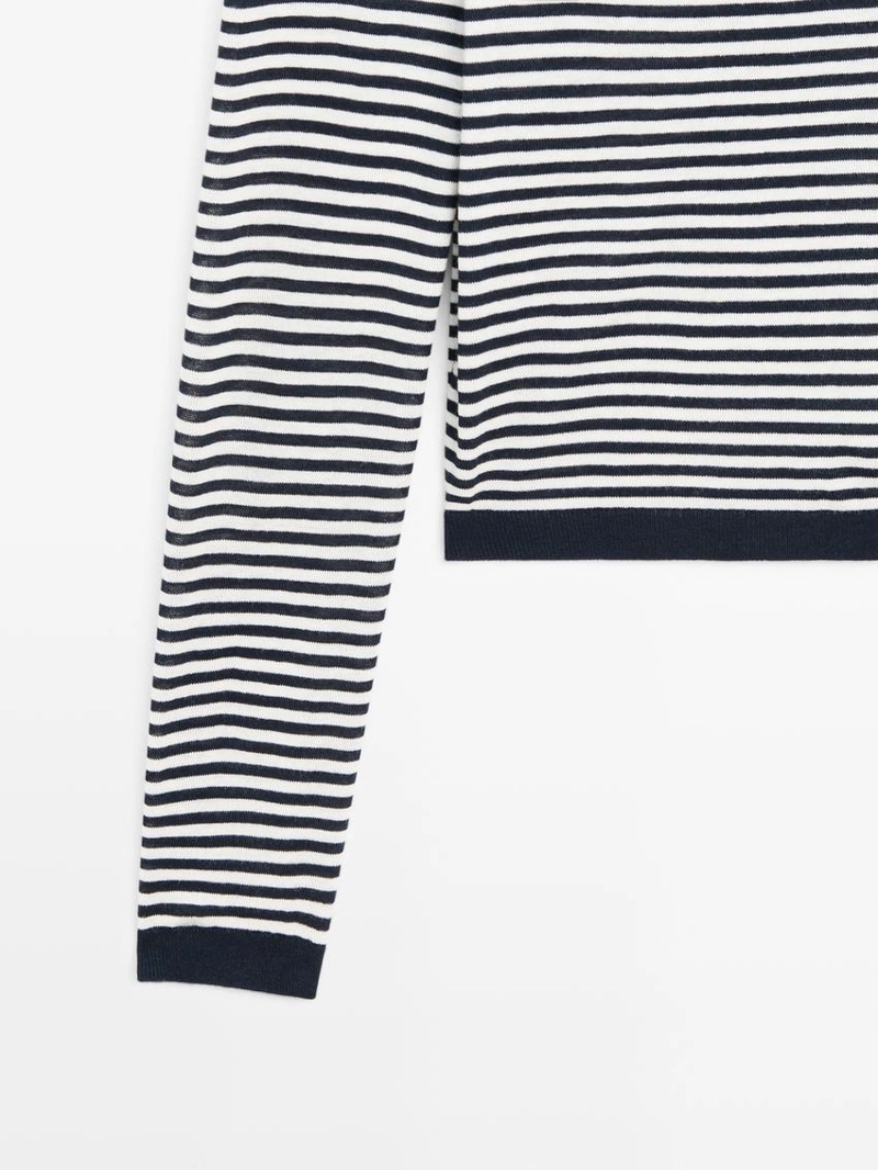 Свитер из полосатого хлопка и шелка