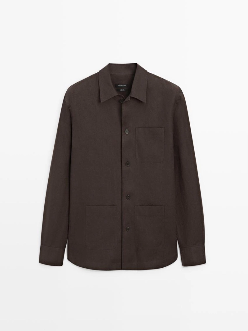 Льняная рубашка с карманами
