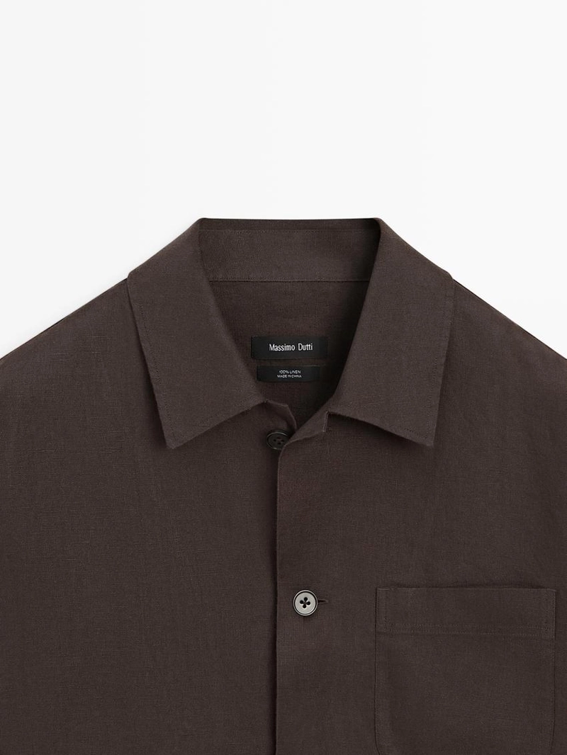 Льняная рубашка с карманами
