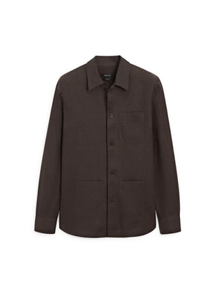 Льняная рубашка с карманами- Заказать в России