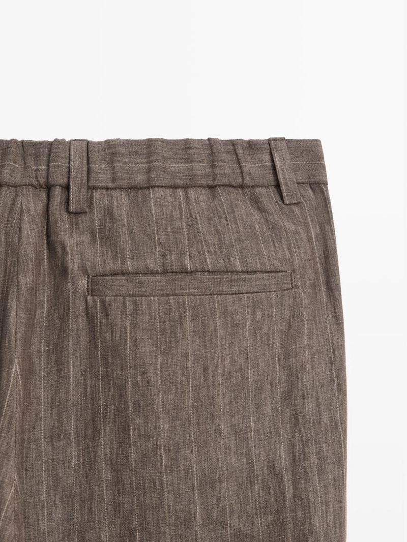 Полосатые льняные брюки