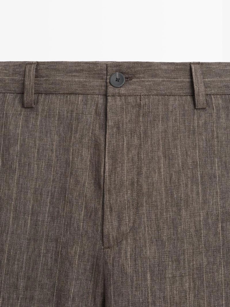 Полосатые льняные брюки