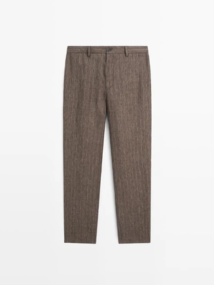 Полосатые льняные брюки- Заказать в России