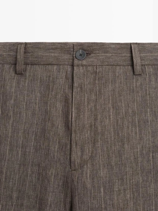 Полосатые льняные брюки- Заказать в России