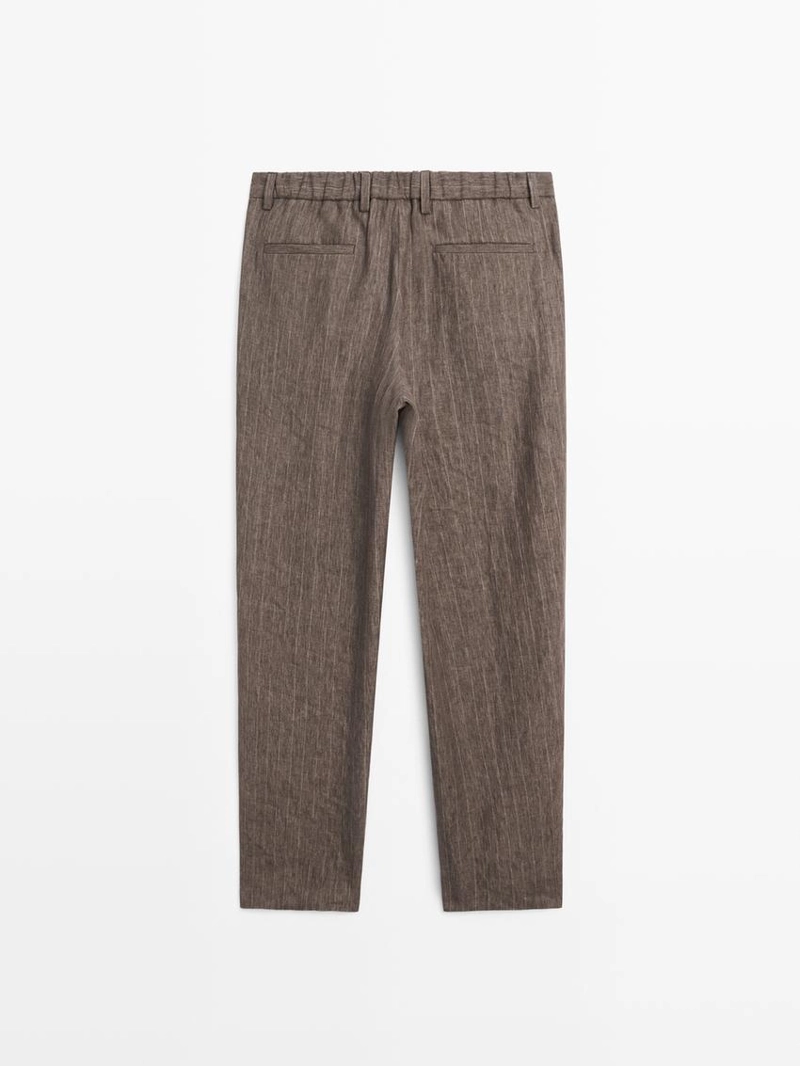 Полосатые льняные брюки