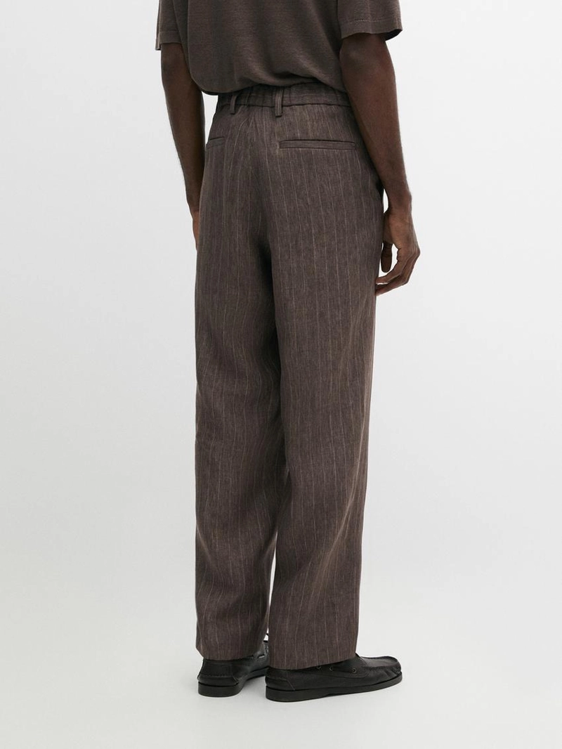 Полосатые льняные брюки