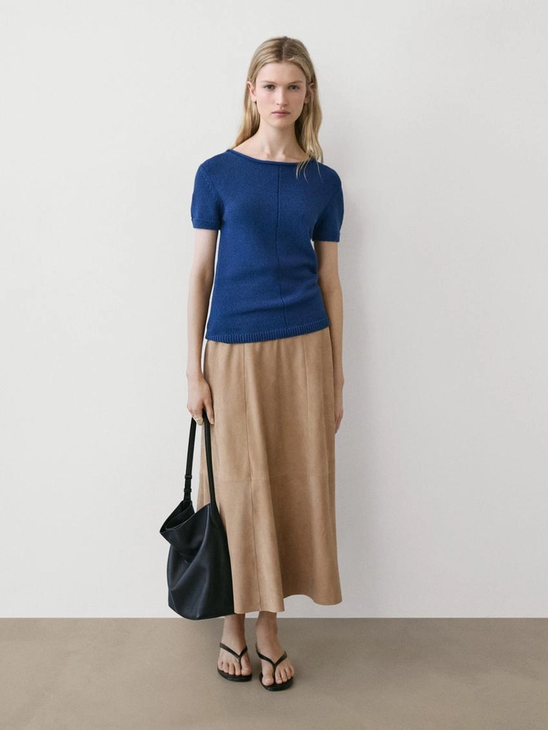 Юбка с поясом из замши