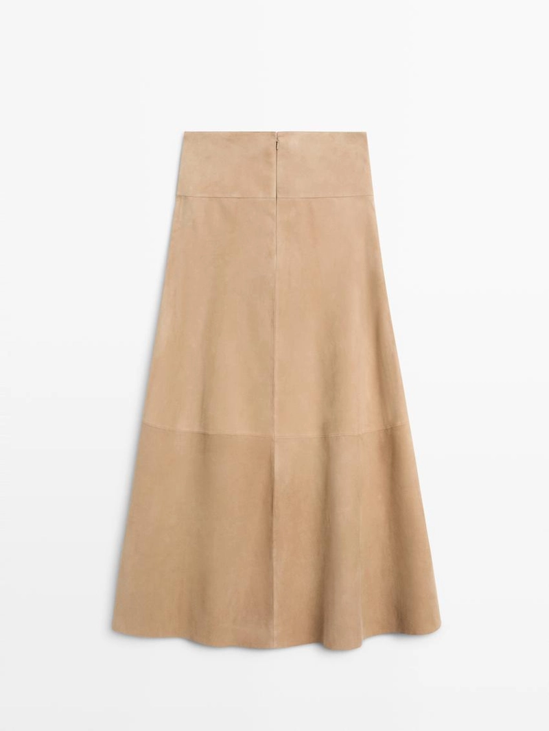 Юбка с поясом из замши