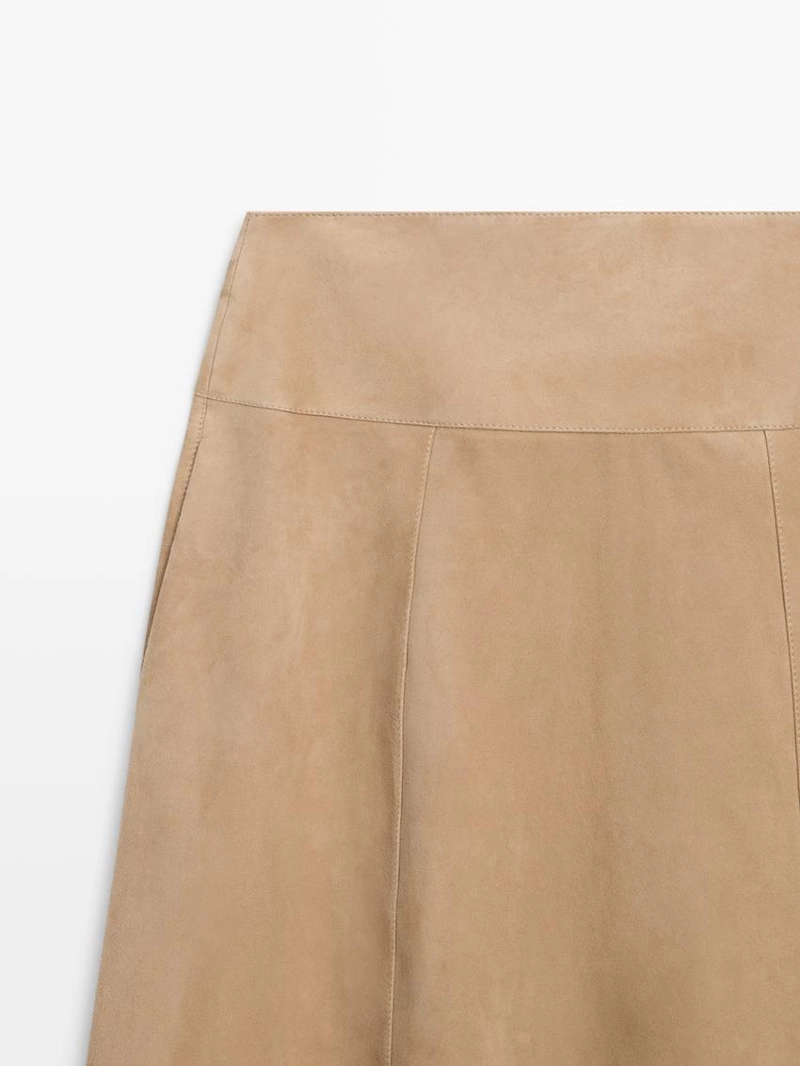 Юбка с поясом из замши