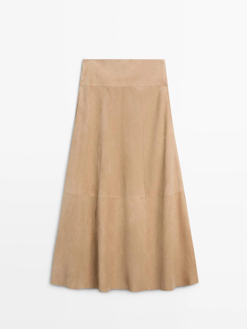 Юбка с поясом из замши