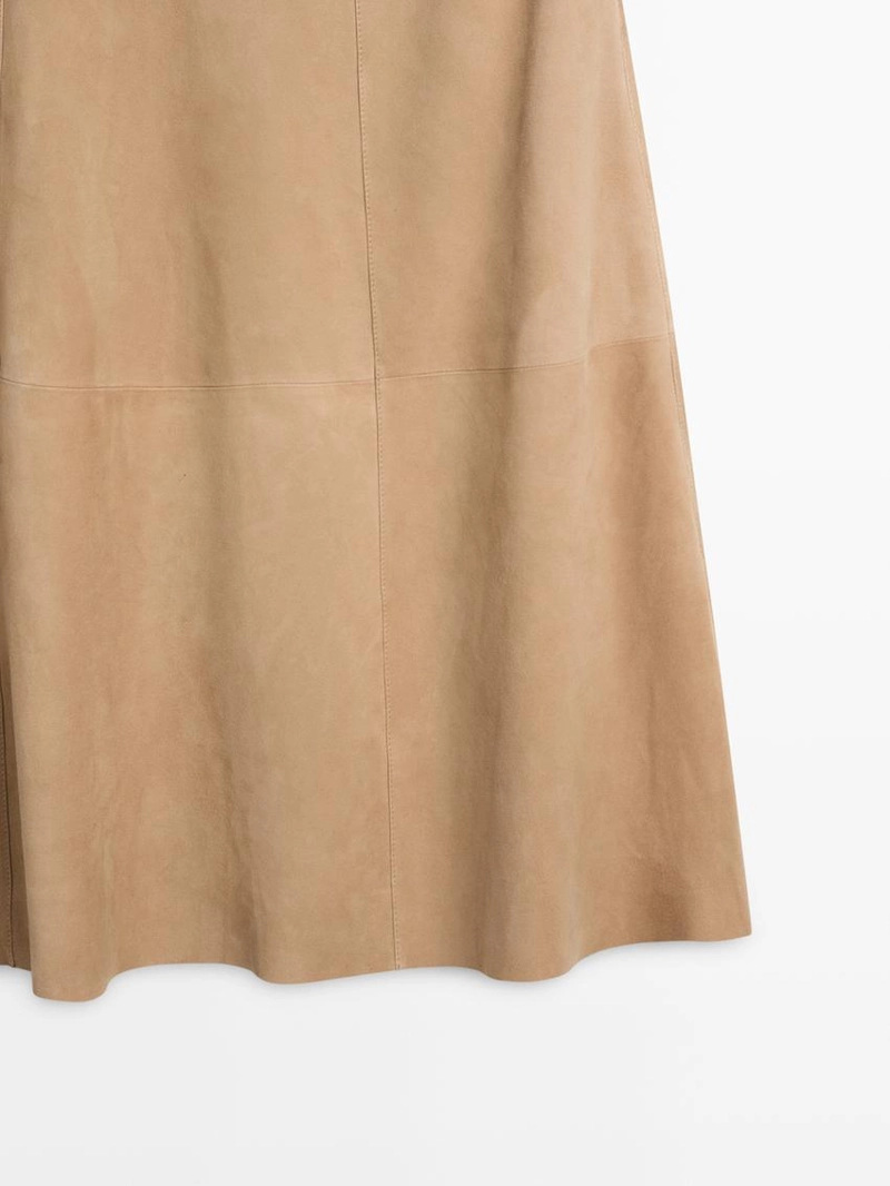 Юбка с поясом из замши