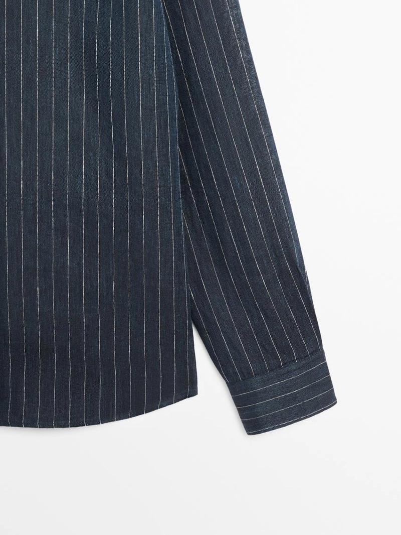 Рубашка из льна в полоску с регулярной посадкой