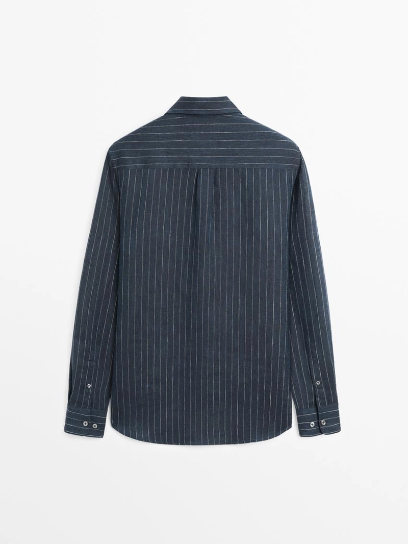 Рубашка из льна в полоску с регулярной посадкой