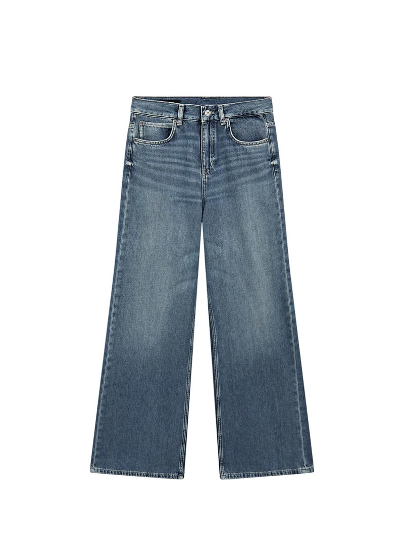 Джинсы с высокой талией и широкими брючинами