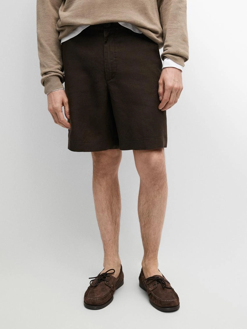 Длинные льняные бермуды