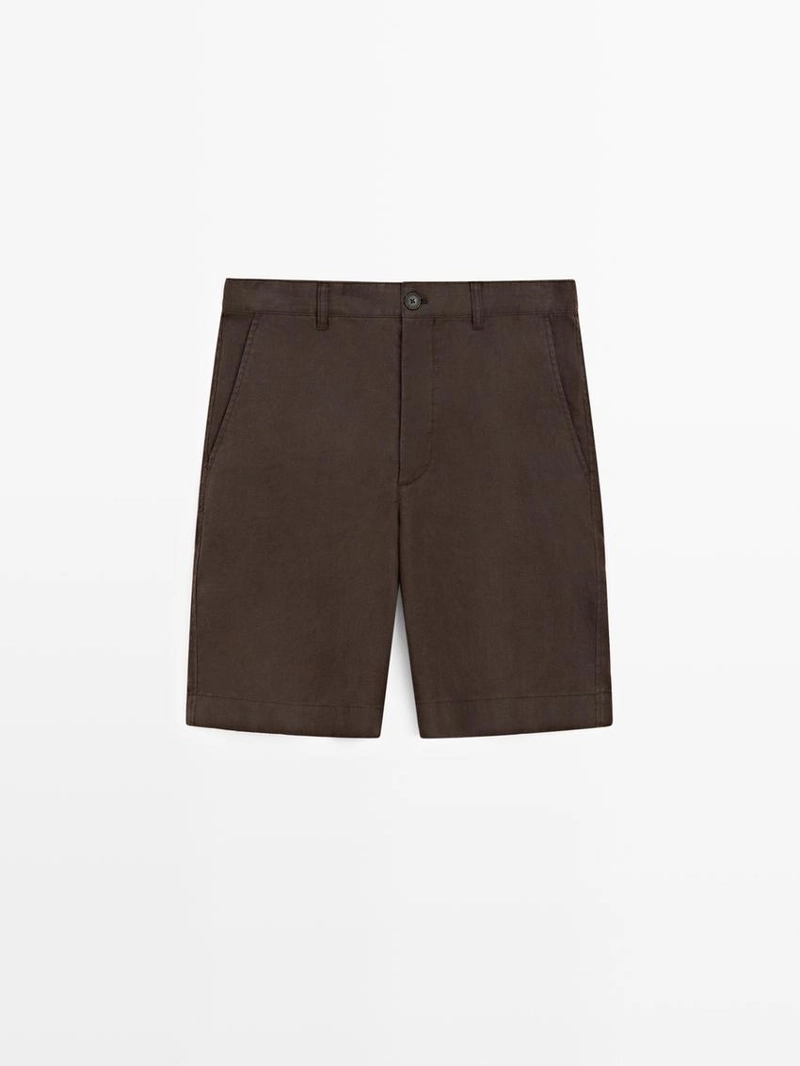 Длинные льняные бермуды