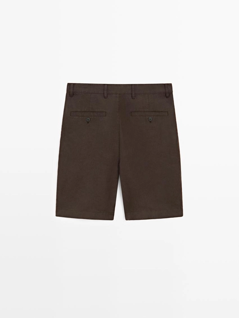 Длинные льняные бермуды