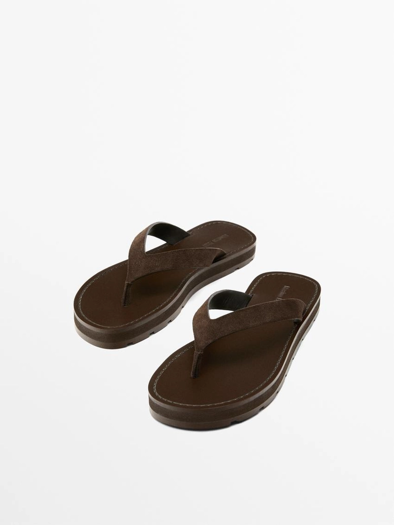 Сандалии с разделителем пальцев из кожи