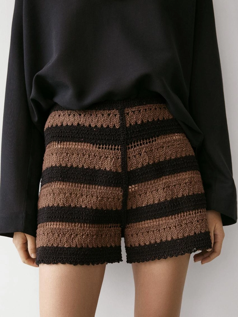 Шорты из вязанного хлопка в полоску