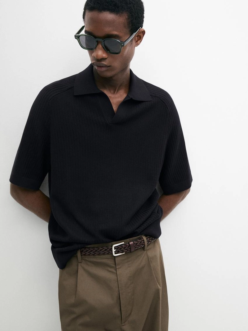 Джемпер-поло из ребристого хлопка