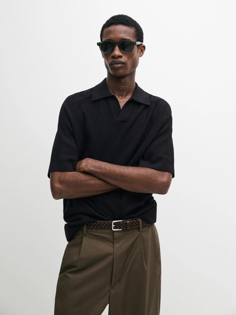 Джемпер-поло из ребристого хлопка