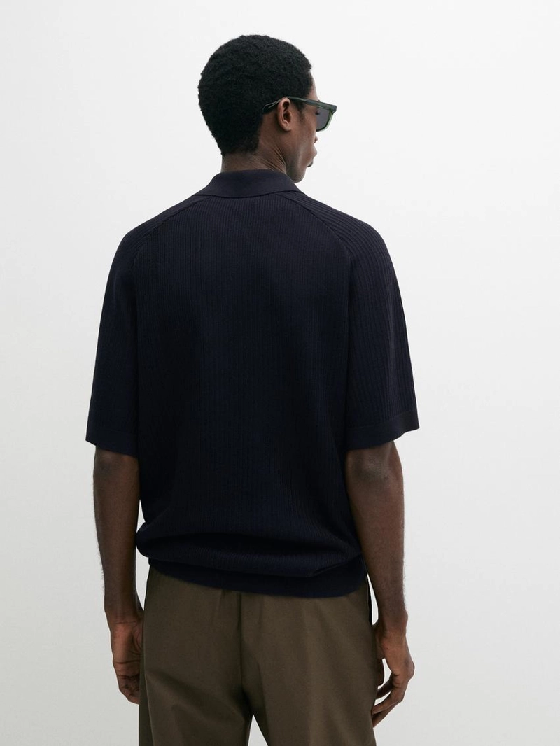Джемпер-поло из ребристого хлопка