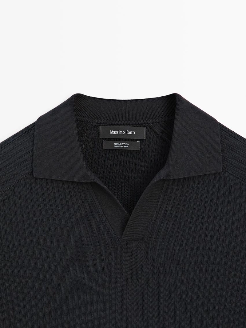 Джемпер-поло из ребристого хлопка