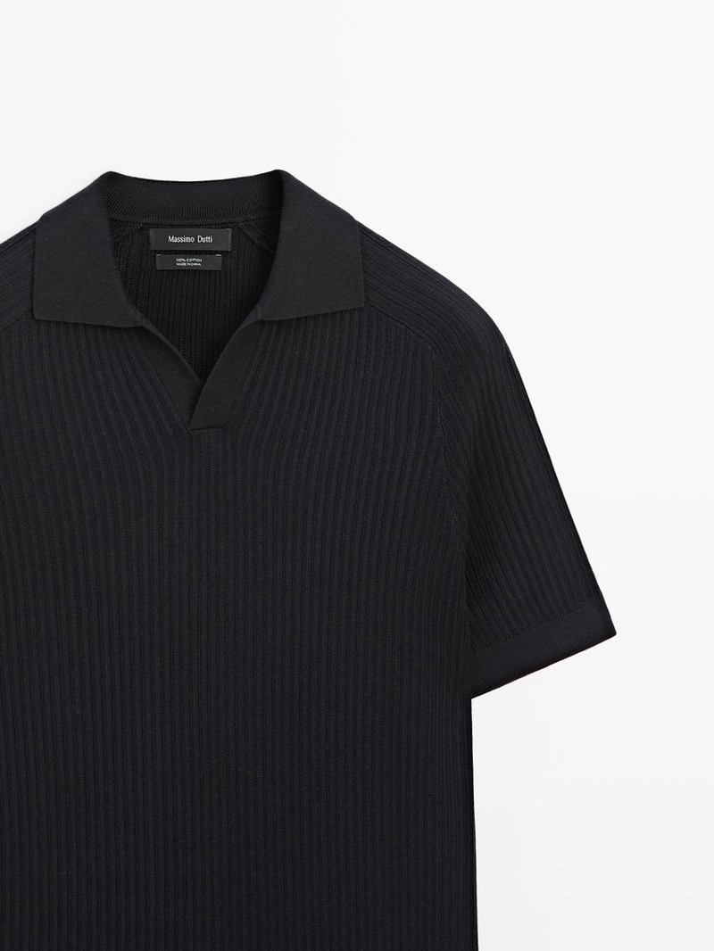 Джемпер-поло из ребристого хлопка