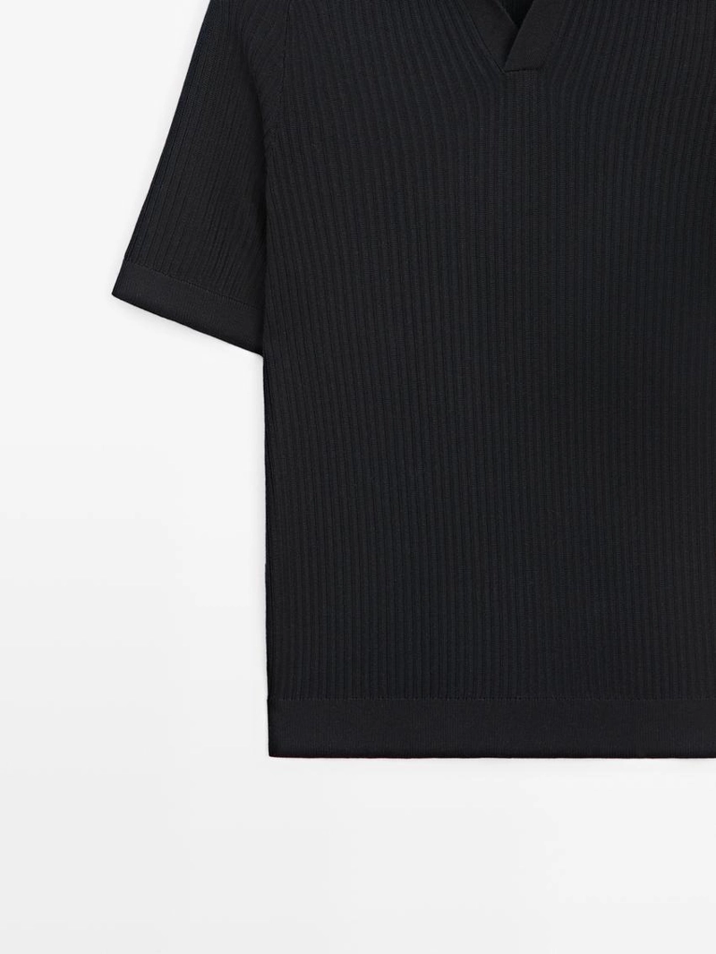 Джемпер-поло из ребристого хлопка