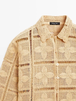 Купить Massimo Dutti Кардиган с кружевными вырезами