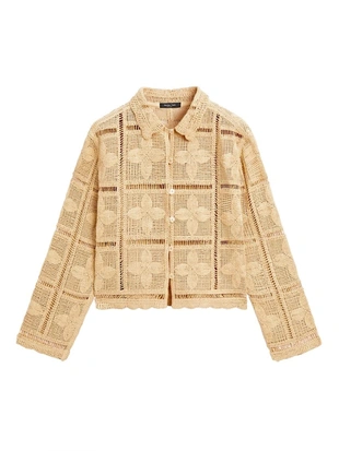 Кардиган с кружевными вырезами- Заказать в России