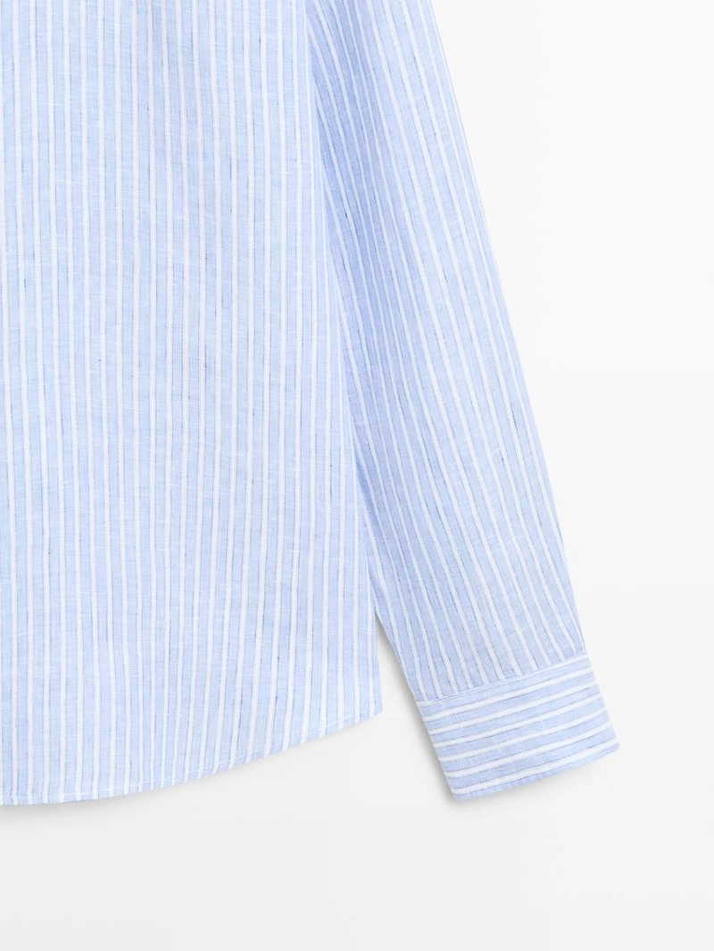 Рубашка из льна в полоску свободного кроя