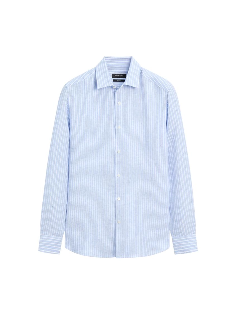 Рубашка из льна в полоску свободного кроя