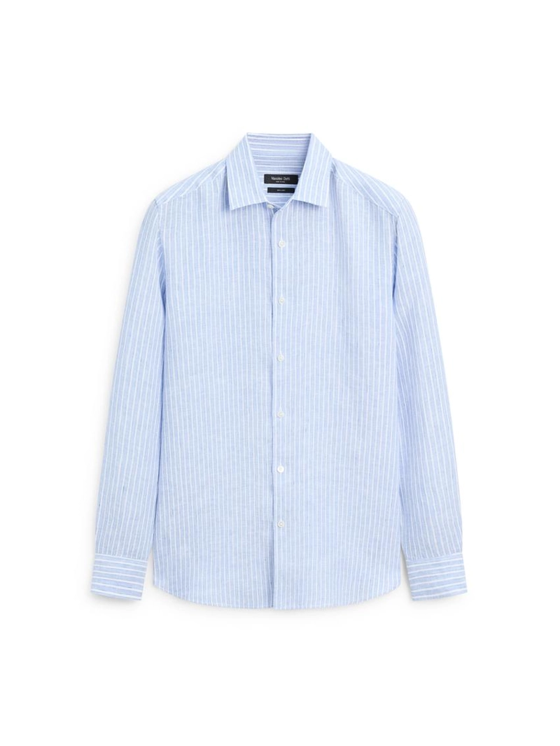 Рубашка из льна в полоску свободного кроя