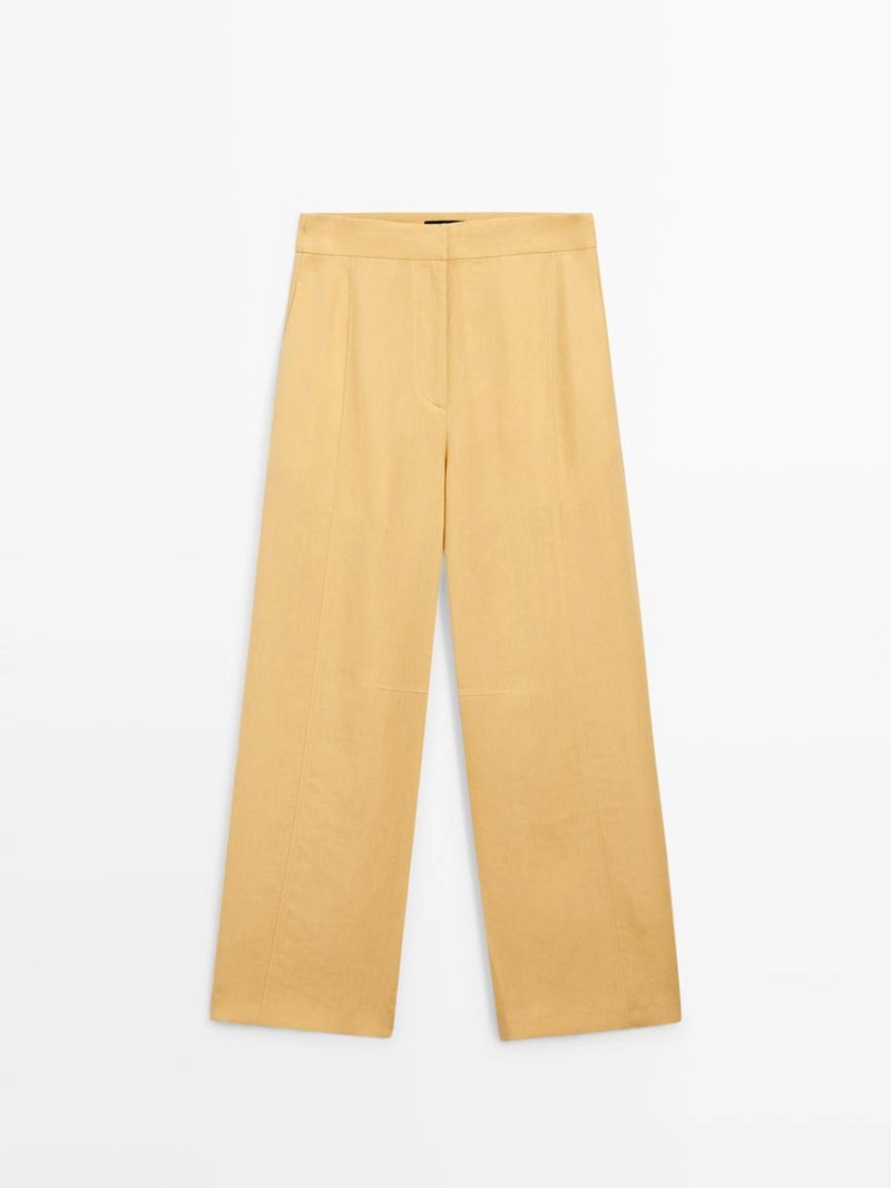 Льняные брюки свободного кроя